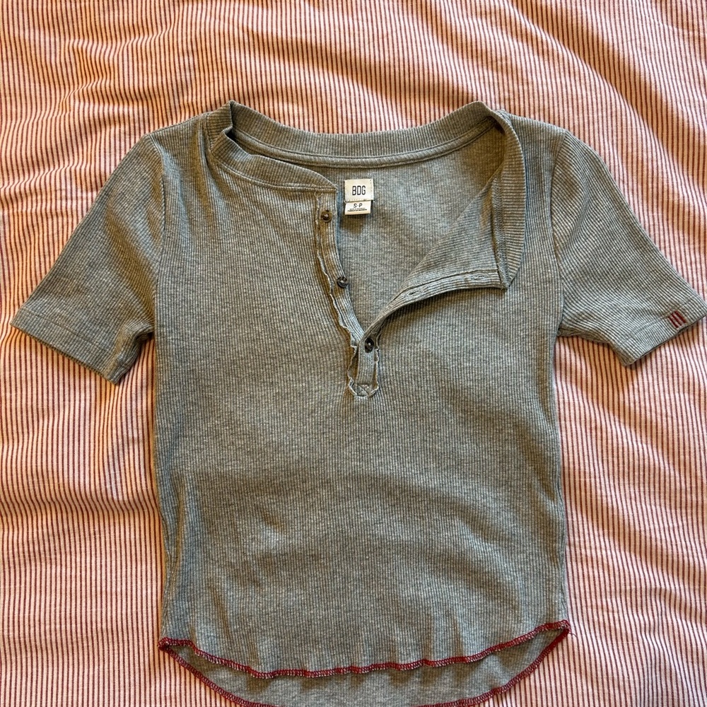 Urban Outfitters BDG Charcoal Short Sleeve Henley